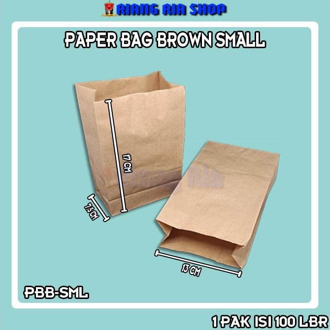 

@100 Pcs Perpak Kantong Plastik Kertas Roti Small- Papper Bag Coklat Polos