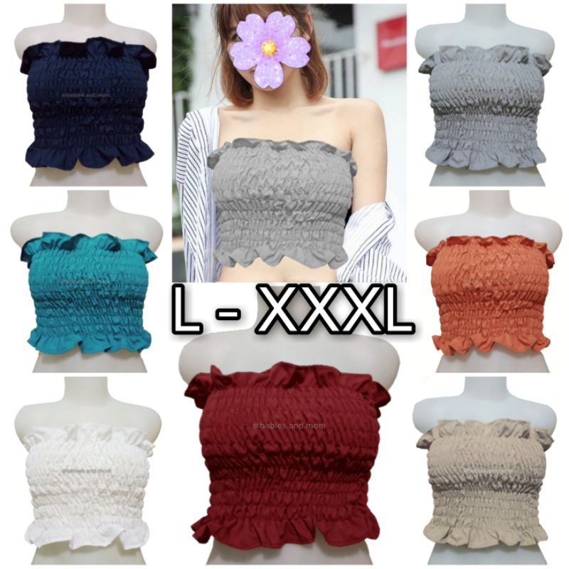 kemben kerut jumbo bigsize L-XXXL tube top polos croptop wanita kekinian atasan wanita bali jumbo
