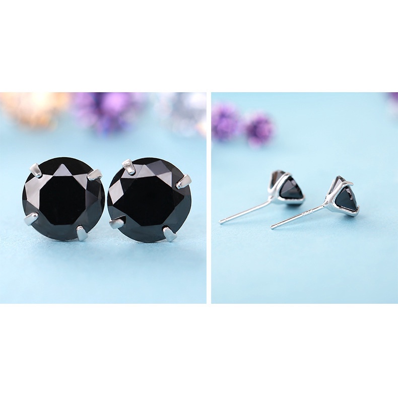 Anting Stud Zircon Amethyst Bahan Stainless Steel S925 Untuk Aksesoris