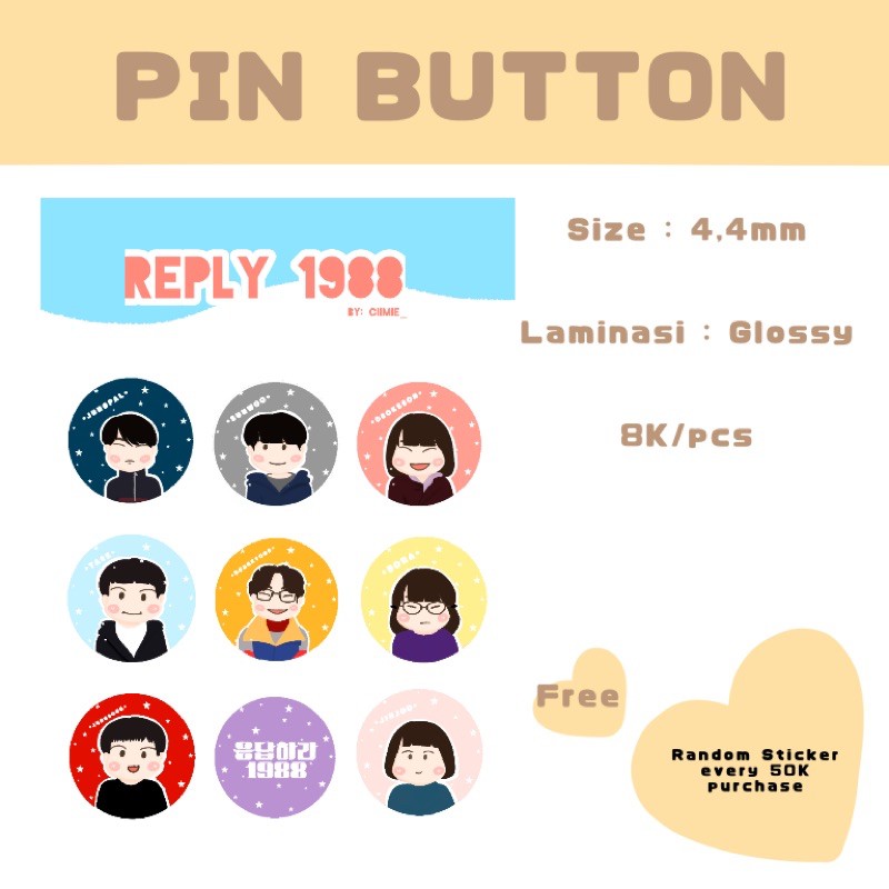 REPLY 1988 PIN BUTTON  SERIES MERCHANDISE