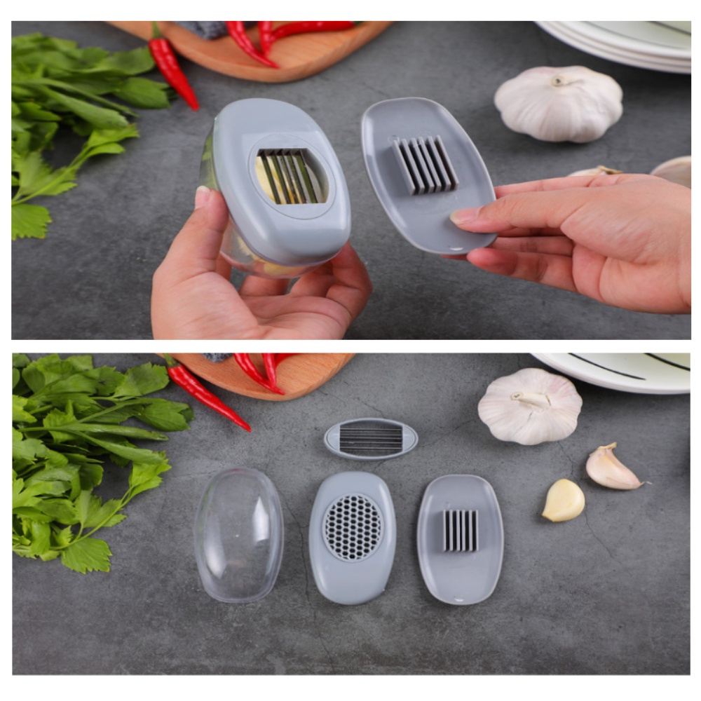 Manual pressing type garlic cutter garlic masher multifunctional garlic slicer garlic container OW