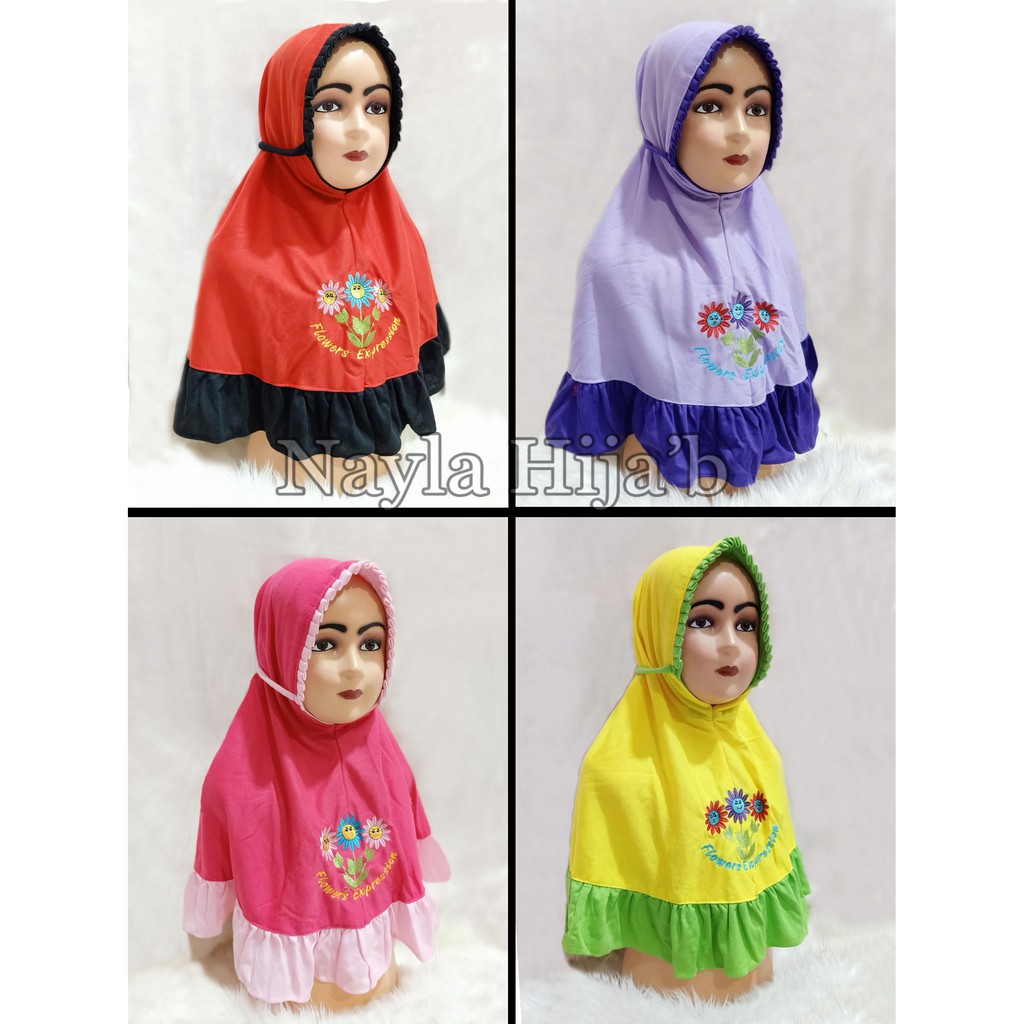 Jilbab Anak SD Bordir  Untuk 3 Tahun - 12 Tahun  Kerudung Anak SD RANDOM Jilbab Anak SD Nayla Hijab