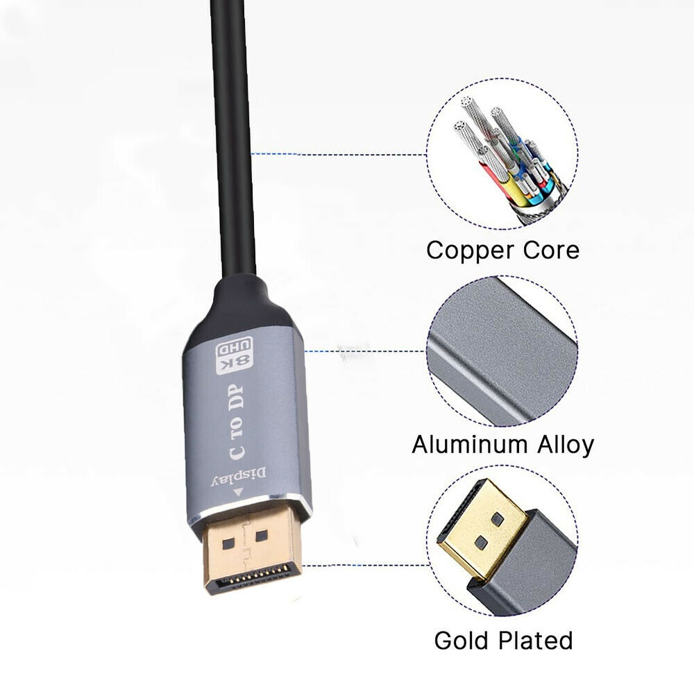 Aisen USB Type C to DP DisplayPort UHD 8K 1.8M High Quality