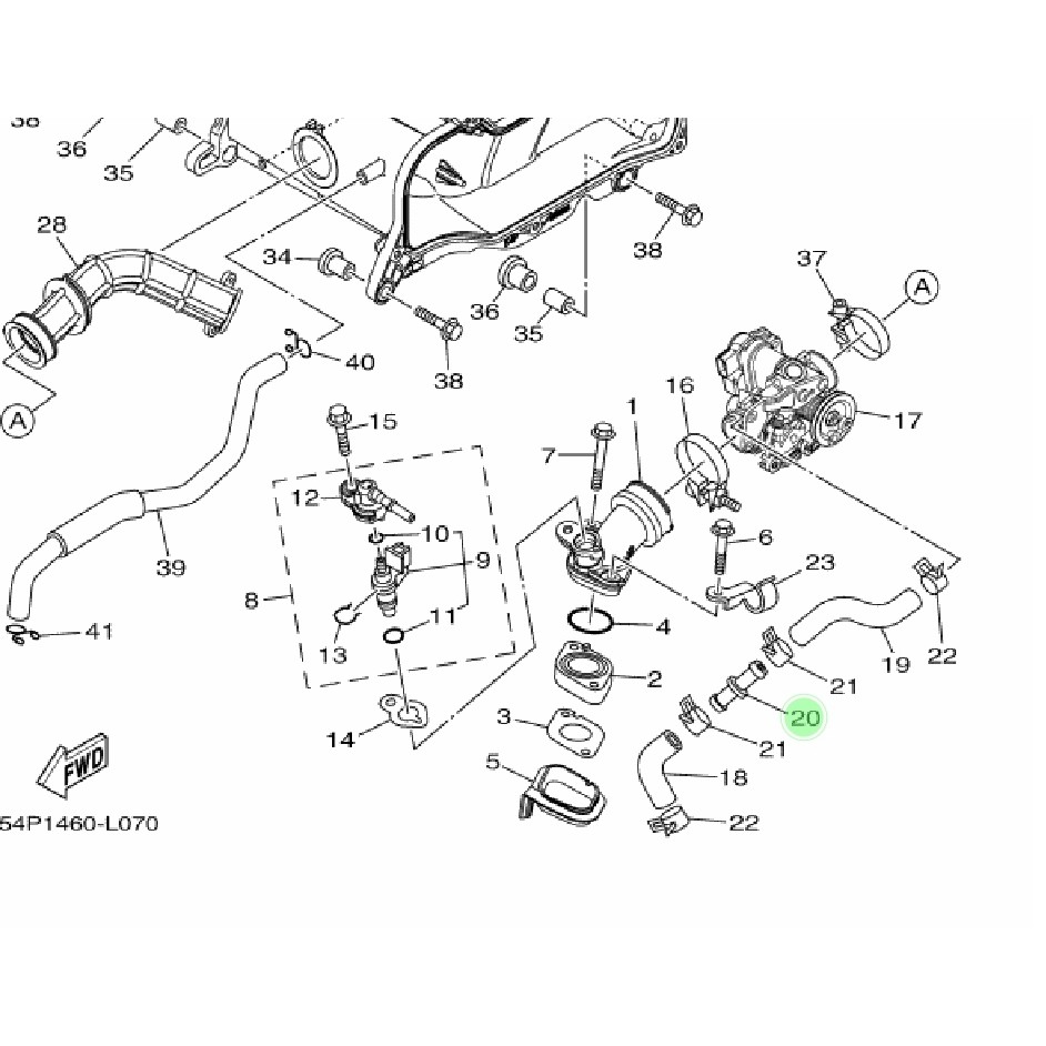 JOINT PIPA SAMBUNGAN SELANG HAWA THROTTLE BODY TB MIO J SOUL GT FINO FI XRIDE 115 ORI 54P-E3815-00