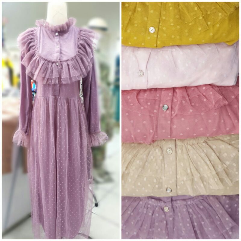 GAMIS TUTU WANITA PEREMPUAN CEWEK PANJANG DEWASA  KANCING DEPAN BUSUI