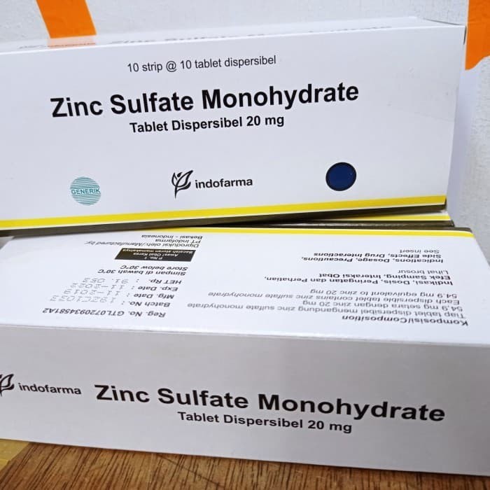 zinc sulfate monohydrate 20 mg box 100 tablet