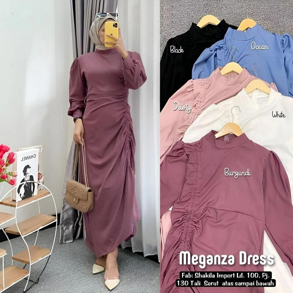 GAMIS SERUT MEGANZA DRESS BAHAN SHAKILA MOTIF POLOS UKURAN M L XL XXL LD 100 - 120 CM PJ 130 CM WARNA HITAM , PUTIH , BURGUNDY , DUSTY , OCEAN DRESS PESTA SERUT SAMPING BAJU KONDAGAN BRIEDESMAID WANITA KEKINIAN FASHION MUSLIM TEBRARU DRESS SERUT REMAJA