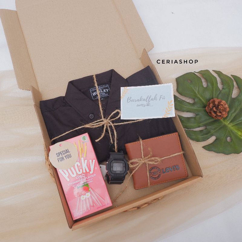 

HAMPERS KADO ULTAH COWOK TAMPAN kemeja panjang ulang tahun anniversary wedding graduation kado unik