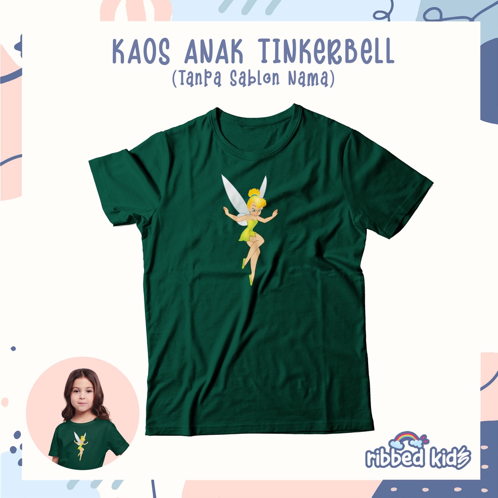 KAOS ANAK PEREMPUAN TINKERBELL USIA 1-13 TAHUN by Ribbedkids