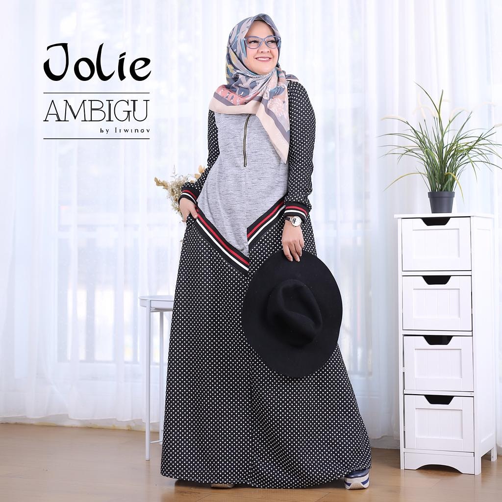Dress Panjang JOLIE GAMIS BAHAN Kaos BABYTERRY PREMIUM AMBIGU By IRWINOV, Busana Muslim Busui Kasual