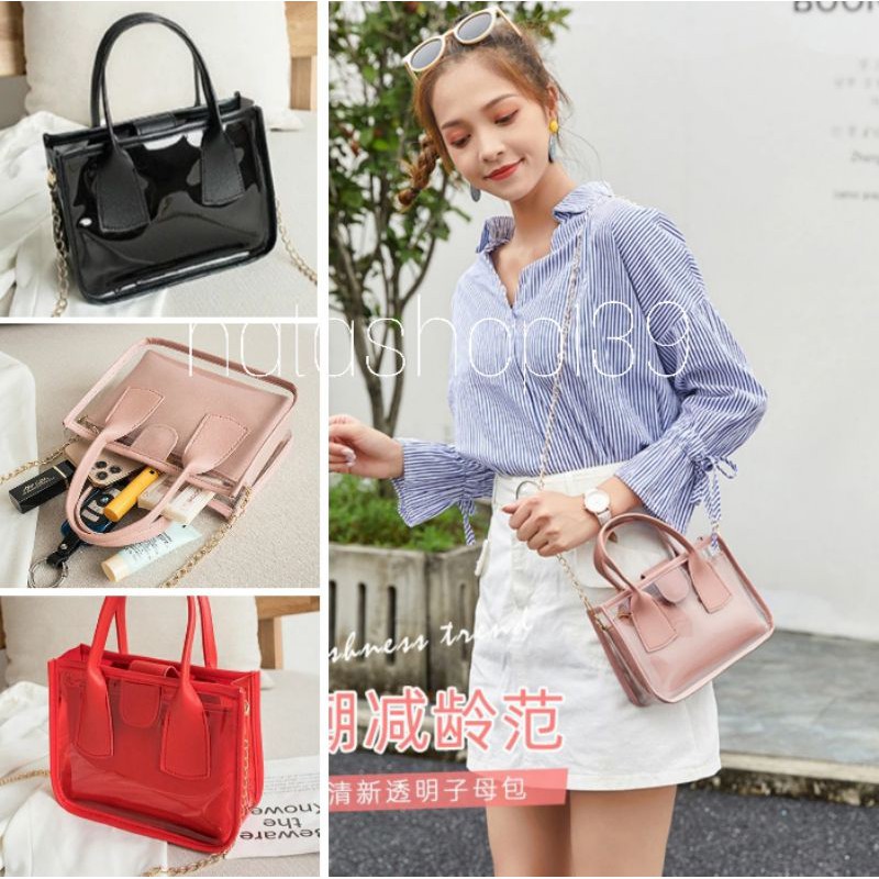 Hot Sale Transparan Jelly Bag Tas Selempang Tas Kulit Sintetis Handbag Tas Wanita Murah