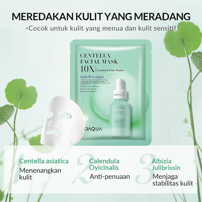 Bioaqua Bio Aqua SHEET MASK 10X The Effect Masker Wajah Facial Mask 28ml Memperbaiki Kulit - Centella