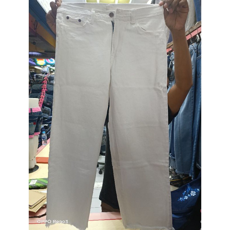 Jeans Kulot Rawis Wanita Putih Biru tua 27-30