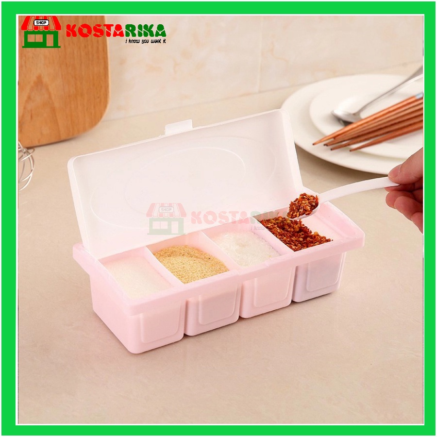 Tempat Bumbu Dapur 4 Set Garam Lada Micin Merica Lada Bawang Cabe Cabai Chilli Bagus Seasoning