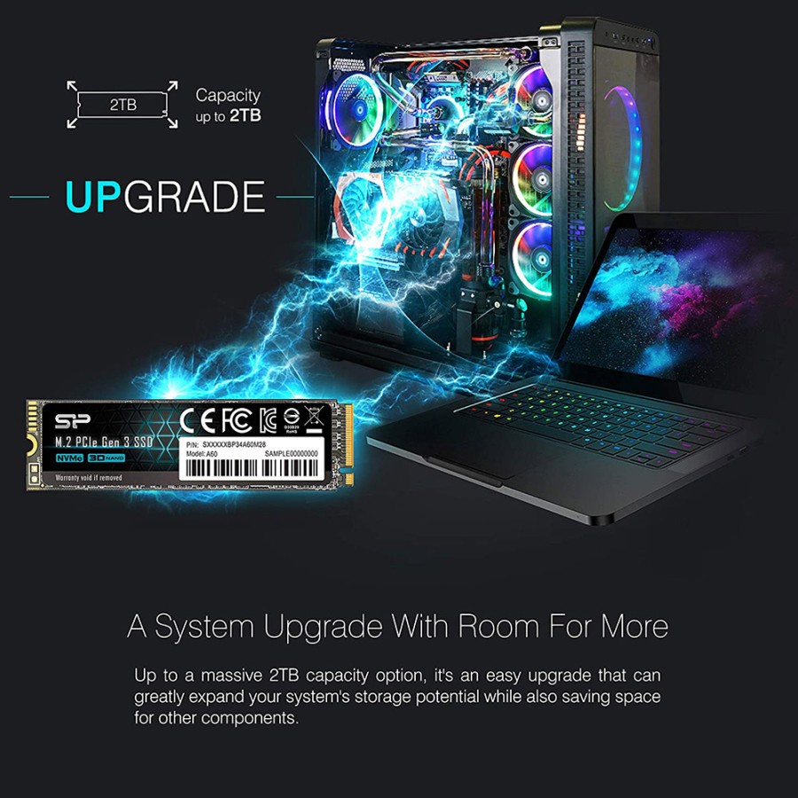 Silicon Power A60 512GB SSD M.2 2280 PCIe Gen3x4 NVMe1.3 - SSD 512GB