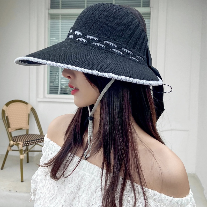 Topi Jerami Wanita Pelindung Matahari Untuk Travel / Pantai / Outdoor