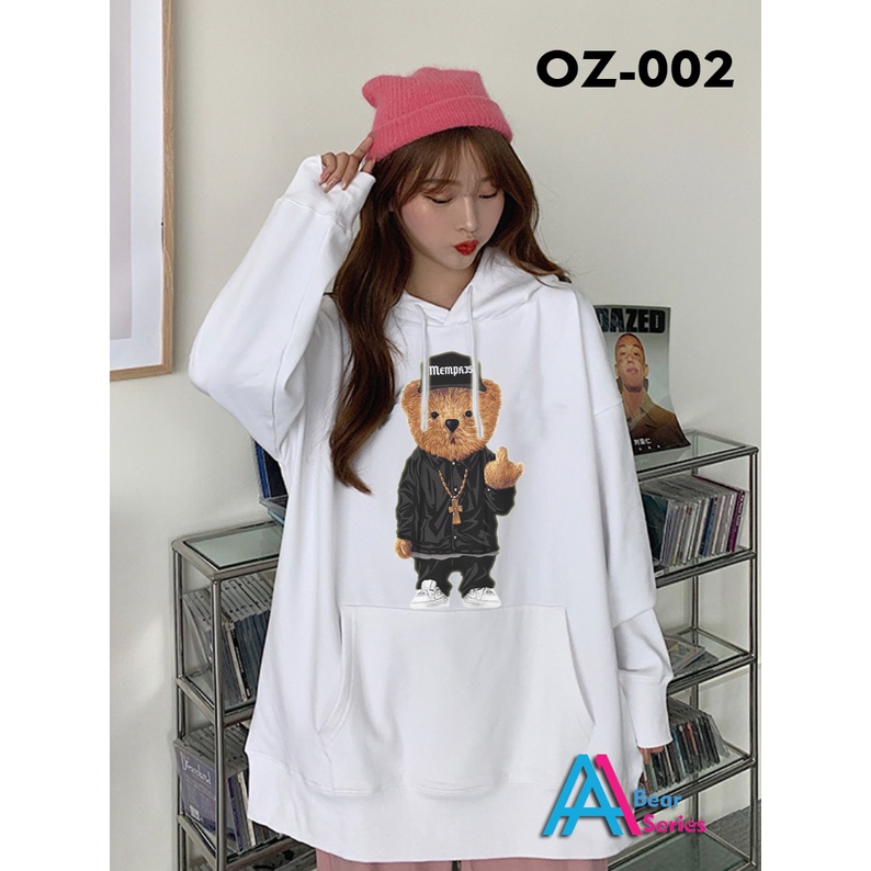 AA1 - Hoodie Bear Series Jumbo OVERSIZE Fleece Cewek Wanita || COD Bayar Dirumah