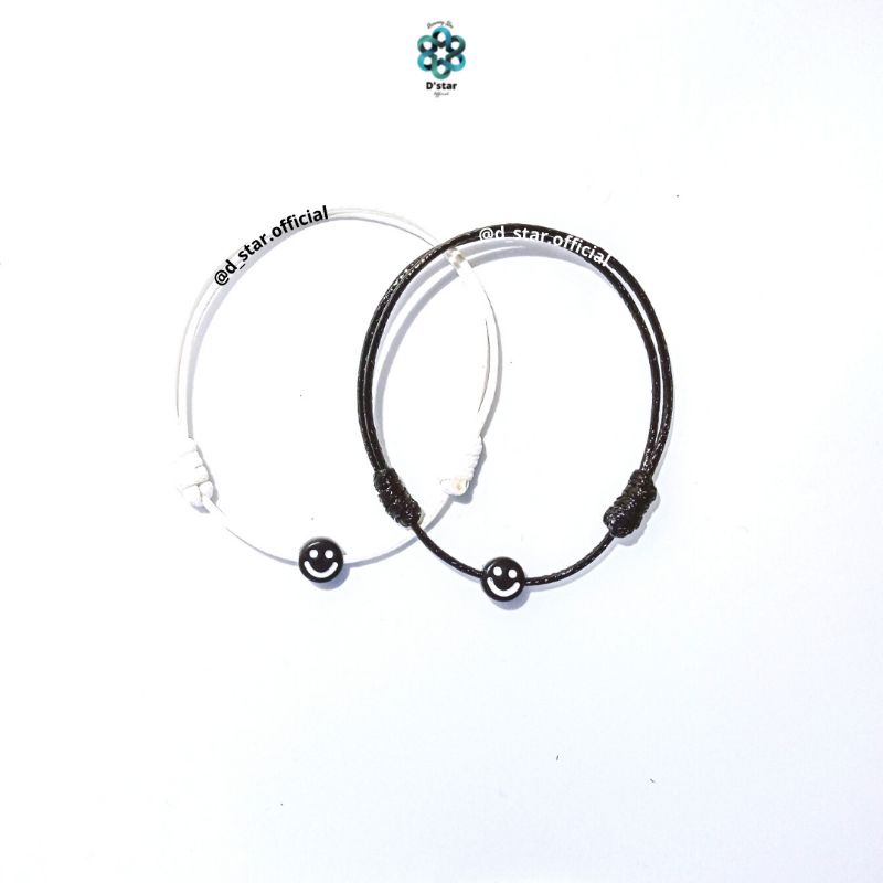 Bracelet smile series gelang couple tersenyum wanita pria gelang tangan tali hitam persahabatan cope