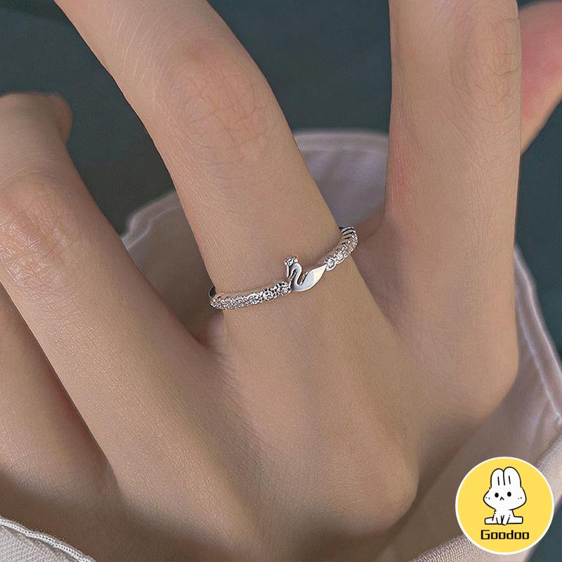 Cincin Jari Telunjuk Bentuk Angsa Kecil Model Terbuka Untuk Wanita -Doo