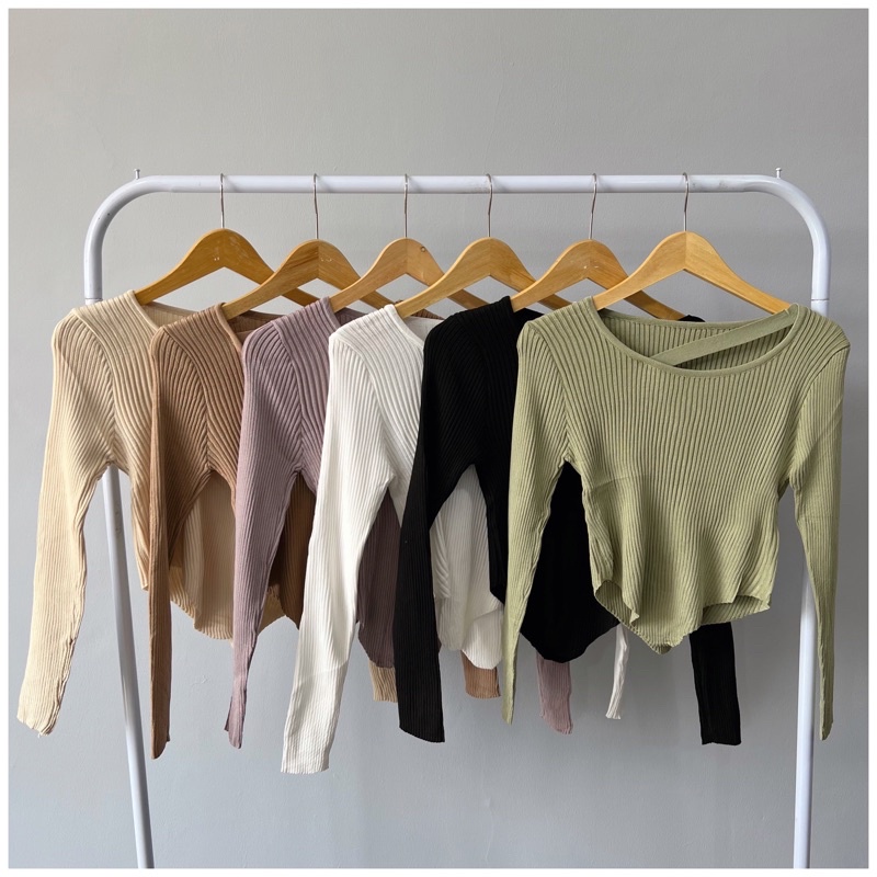 [LUXE.DLABEL]-D35 Top | Atasan wanita rajut lengan panjang Kaos wanita korea Atasan korea premium Atasan Rajut Atasan lengan panjang Kaos lengan panjang Import