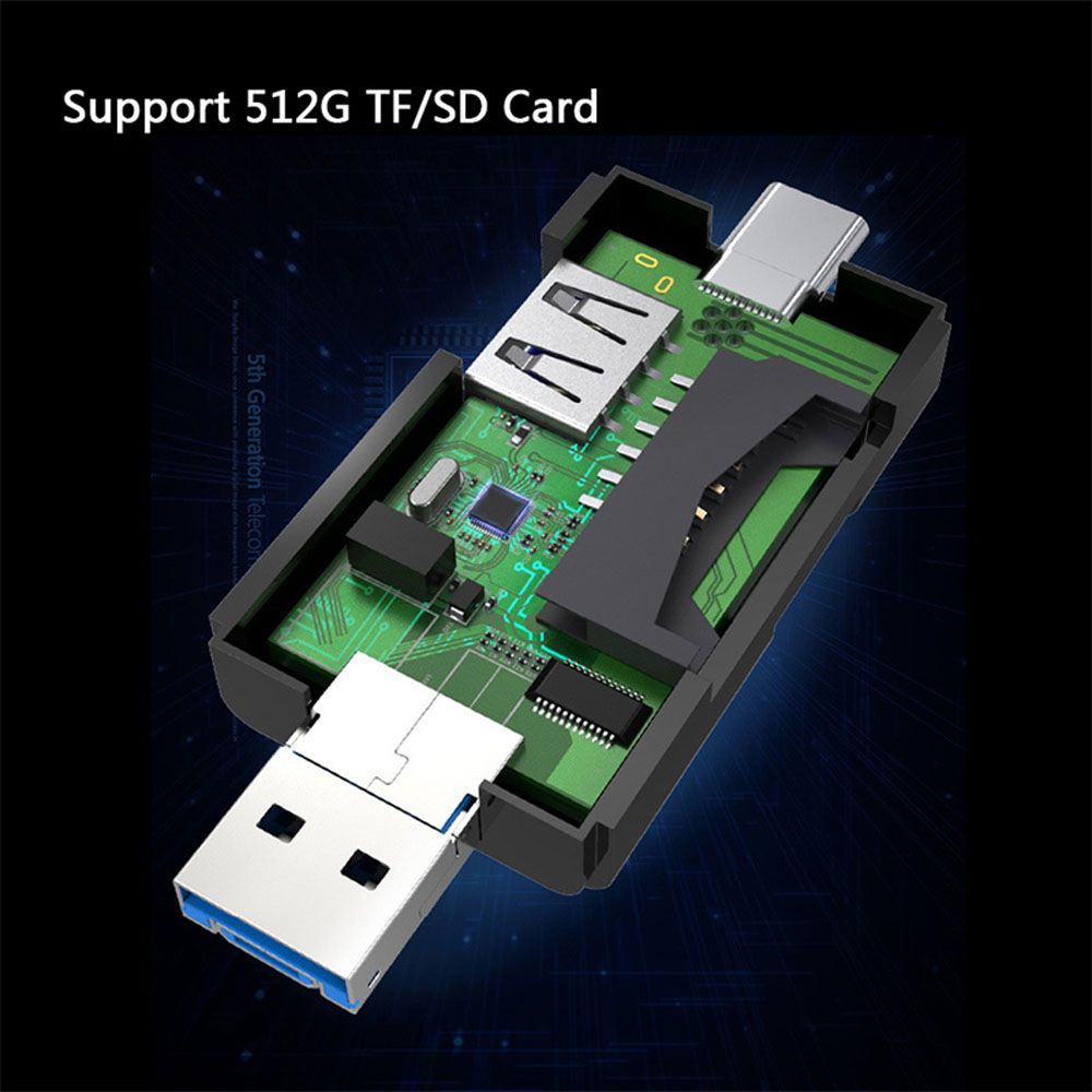 Rebuy Card Reader Micro Sd / Tf Otg 6 In 1 Usb 2.0 Tipe-C Universal Multifungsi