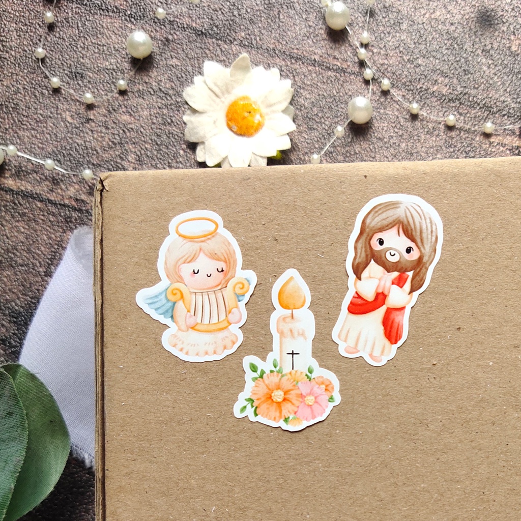 

STICKER JESUS YESUS MALAIKAT ANGEL STIKER LUCU CUTE MEMPERCANTIK PAKET HAMPERS kodo natal christmas easter paskah [ READY STOK ]
