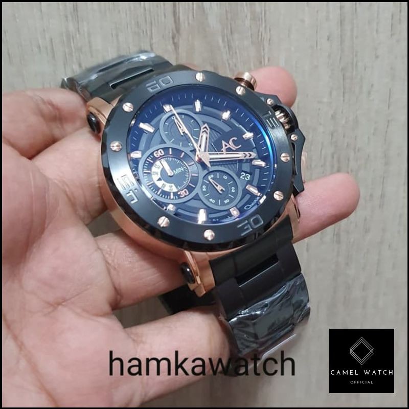 Murah jam tangan pria alexander cristie collection ac 9205 black rose gold
