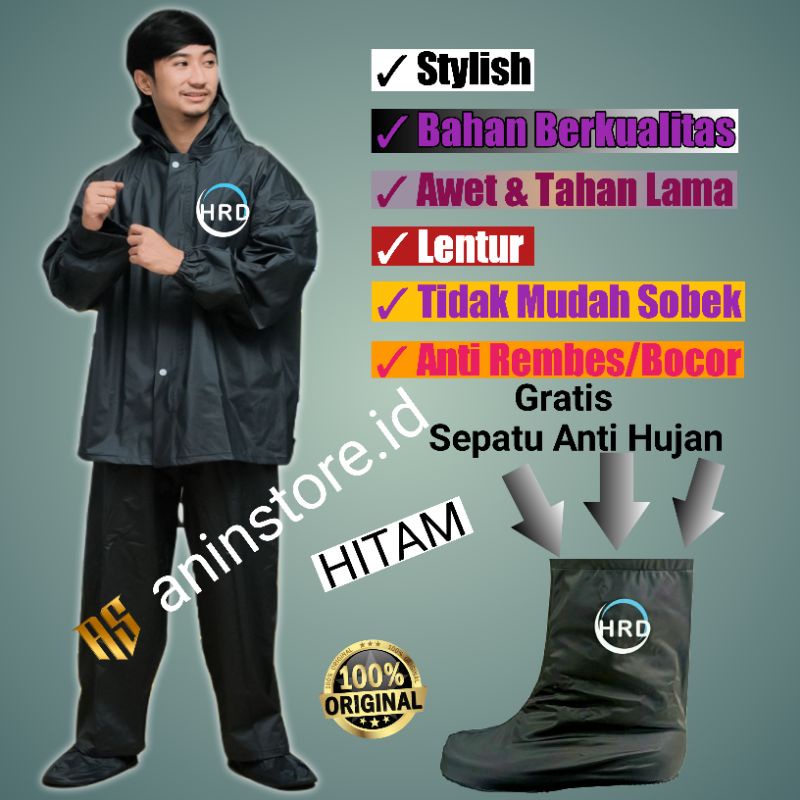 Paket lengkap Jas hujan HRD  dan Cover Sepatu