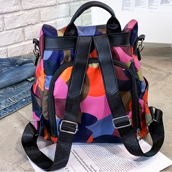 Tas Ransel Wanita Fashion Style Korea Kasual Warna Rainbow Tas Punggung Sekolah Kerja Tas Multifungsi Backpack Cewek Nilon Tas Wanita Korea terbaru Azgalery T51