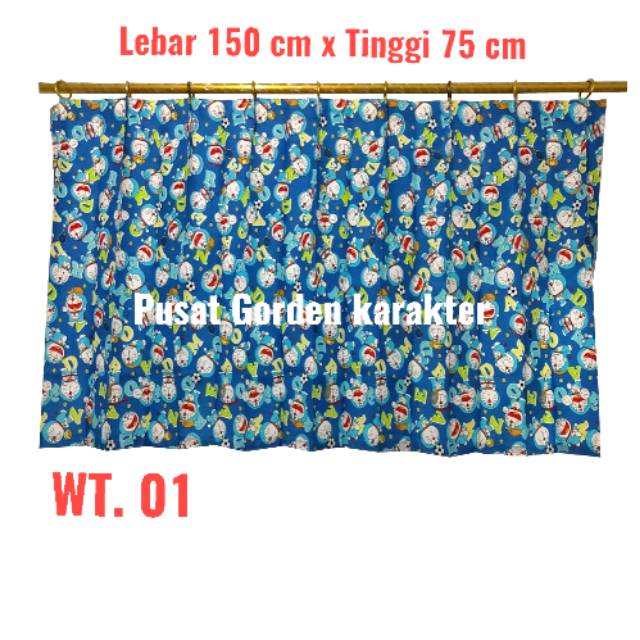 Gorden Doraemon atau Hordeng Jendela Pendek Kecil Kolong Dapur Washtafel Motif  Karakter dan Bunga M