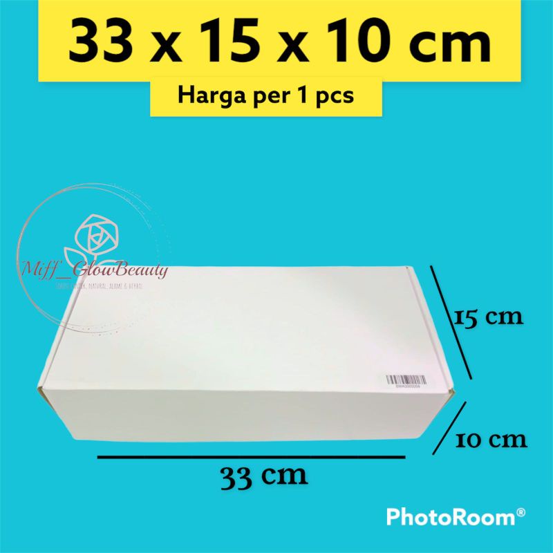 Kardus Packing putih uk 33x15x10 cm (ECER) Die Cut Box Kotak Packing Aksesoris Baju Makanan Pizza Hijab Kue