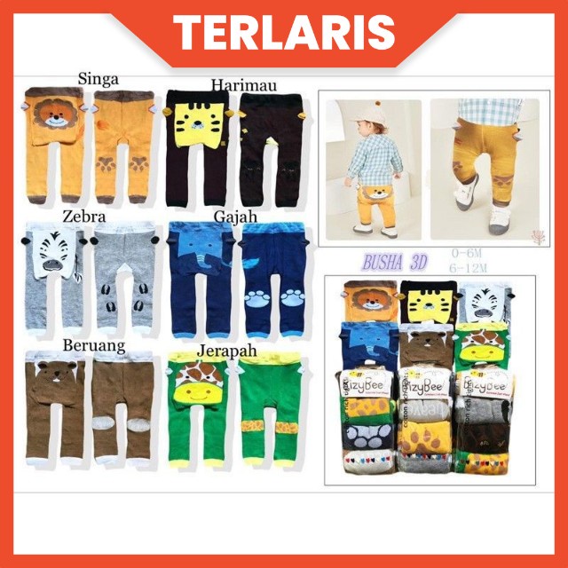 Legging Bayi busha Buka Kaki Motif Terbaru / Leging Bayi Import / Legging anak bayi cowok 6-12 bulan / Leging anak bayi laki laki import 3D BIZYBEE