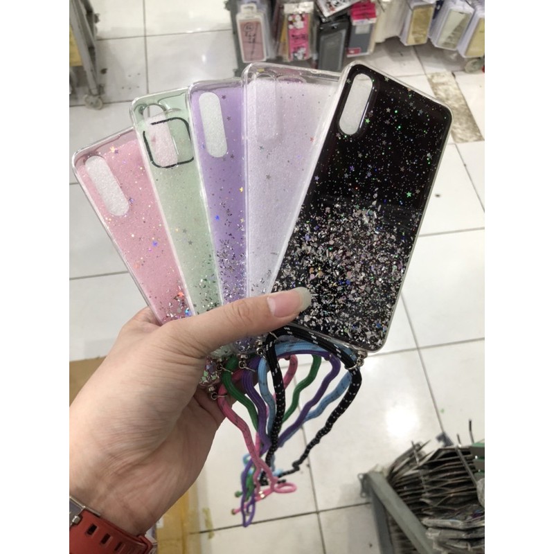 SAMSUNG A8 2018/A8+ 2018/A6/A6+/J8/A7 2018/A9 2018 CASE TALI GANTUNGAN NAGITA GLITER LANYARD CASE