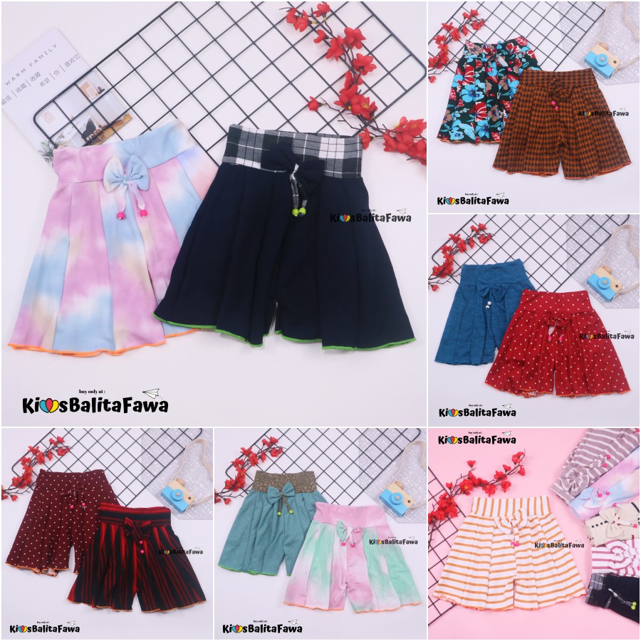 Rok Celana Motif Size 3-4 Tahun / Bawahan Anak Perempuan Motif Batik Salur Bunga Abstrak Murah