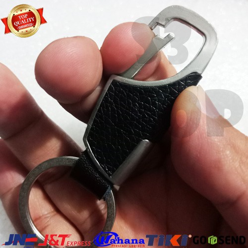 Gantungan Kunci Metal Leather Carabiner Keychain Premium