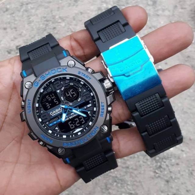 Jam Tangan Casio Gshock Water Resist Mandi Hujan Rantai Mika - Hitam lis Biru