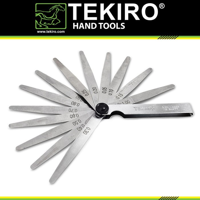 Tekiro Puller / Feeler Gauge Kunci Stel Klep 13 Blades 0,05 - 1 mm