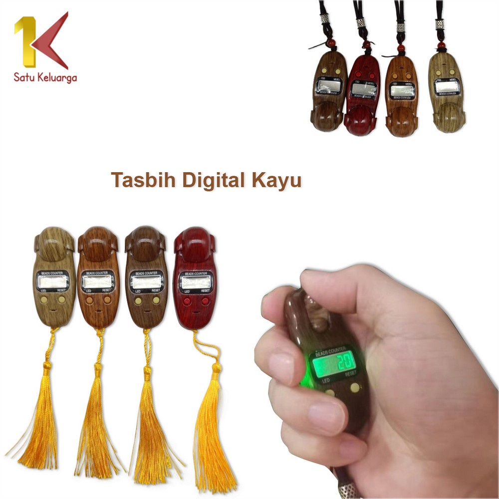 Satu Keluarga Tasbih Digital Kayu C383 Tasbih Digital Premium Mini Tally Counter / Alat Hitung Tasbe