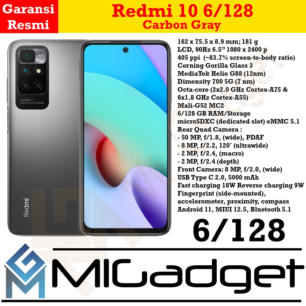 Redmi 10 6/128 Garansi Resmi 50MP Camera