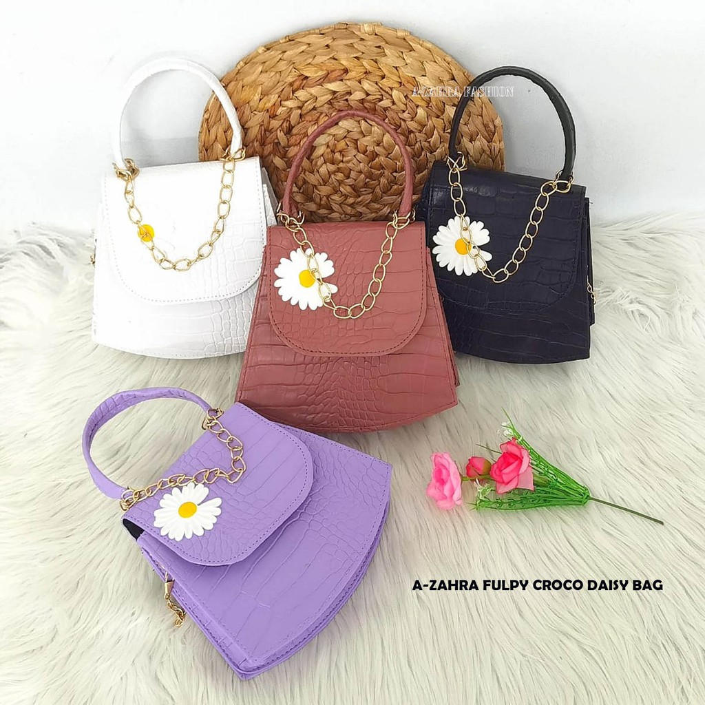 A-ZAHRA FULPY CROCO DAISY BAG / TAS FULPY RANTAI DAN BUNGA / TAS ANDINE