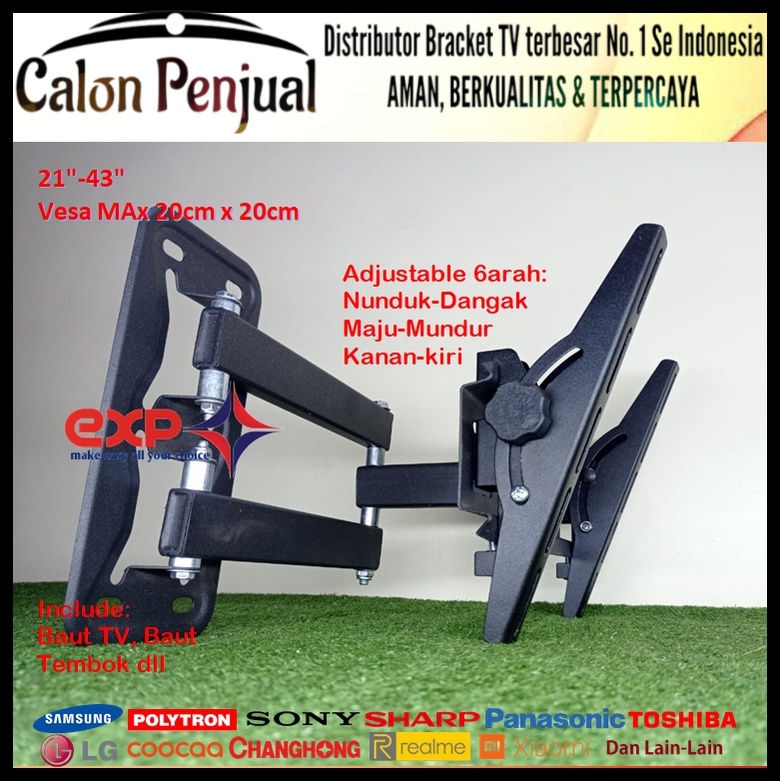 Bracket TV REALME 14 s/d 43 inch 6 ARAH FULL BESI SUPER KOKOH GARANSI 100% ORI