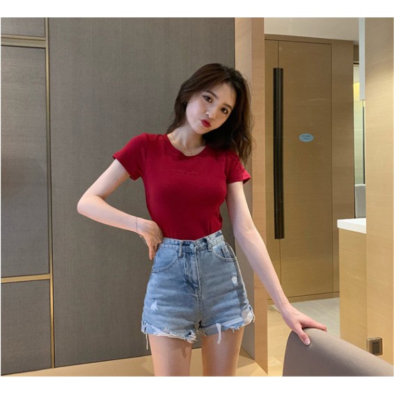 Kaos Ketat Kaos Pas Body Kaos Premium Kaos Wanita kualitas Bagus Kaos Lengan Pendek Korean Style