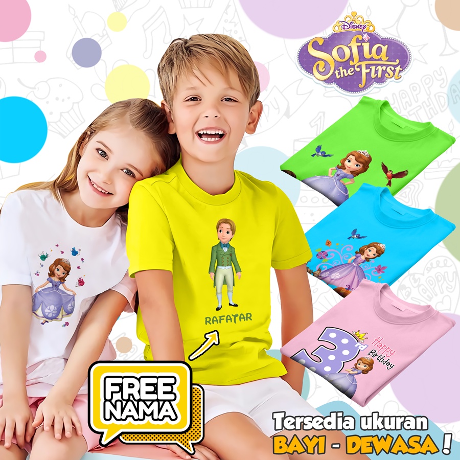 [FREE NAMA!!] Baju Kaos COUPLE  ANAK DAN DEWASA SOFIA BANYAK MOTIF