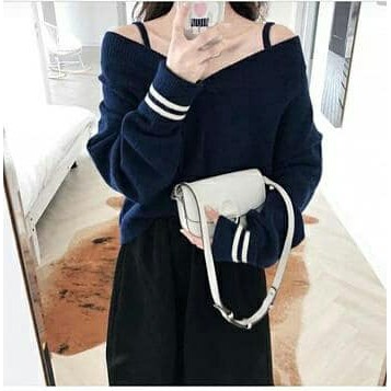 Atasan rajut Sabrina Navy TOP ZARA RAJUT BW r