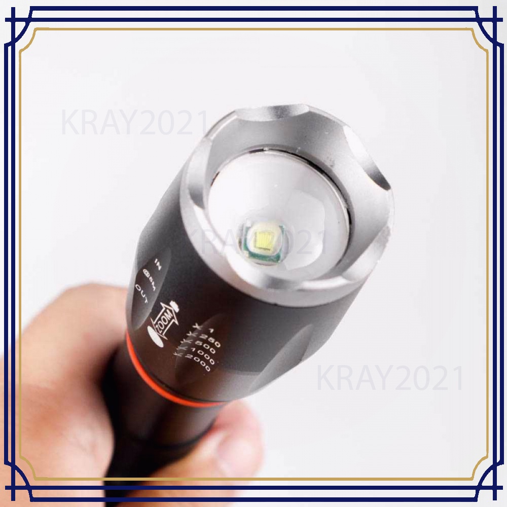 TaffLED Senter LED Torch Cree XM-L T6 +Baterai+Charger+Box - E17 COB