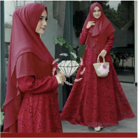 Baju Gamis Muslim Terbaru 2021 Model Baju Pesta Wanita kekinian Jumbo Bahan Brukat Kondangan remaja
