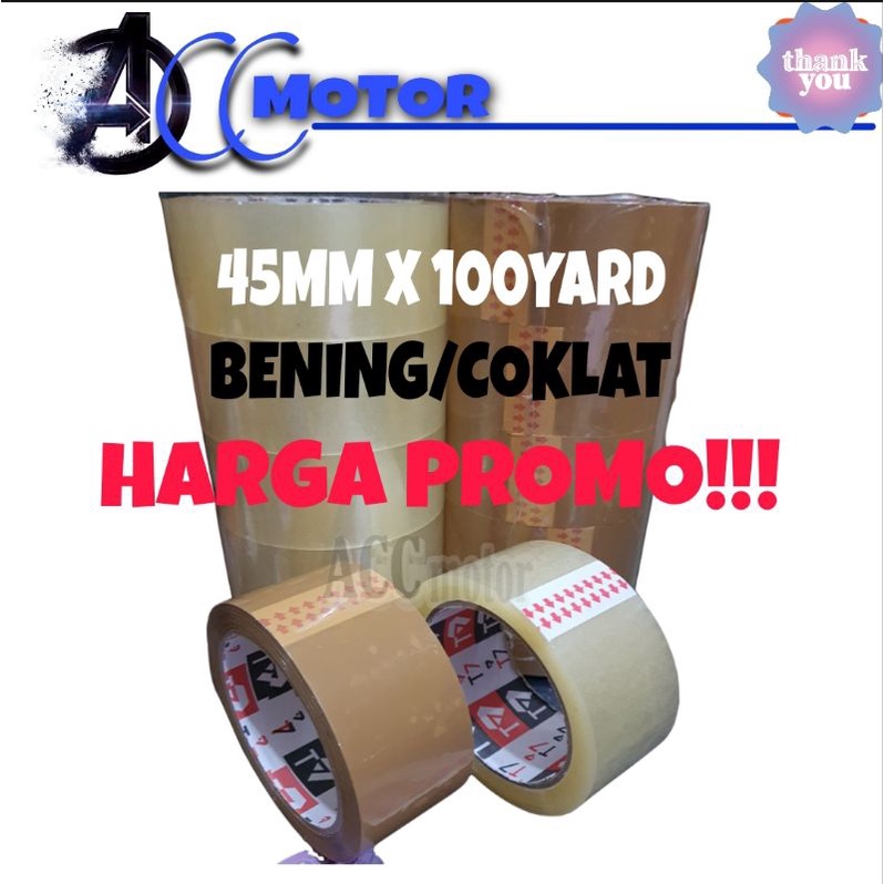 

Lakban Bening/Coklat 45MM X 100Yard T7 Anti Putus High Quality