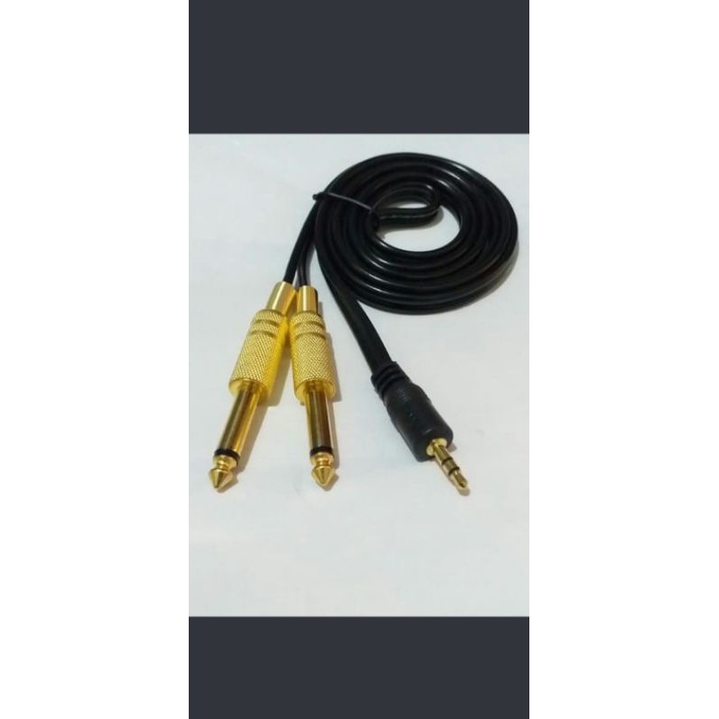 Kabel  HP Aux to mixer.jack Mini Stereo Male 3.5mm to 2 akai 6.5 paletd Gold
