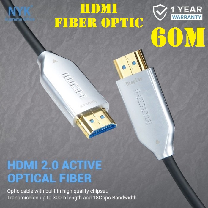 NYK 60M Kabel Active Fiber Optic HDMI 2160P ULTRA HD 4K 60M