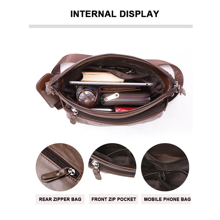 Rhodey Tas Selempang pria kulit Import Premium kerja kantor bisnis Crossbody Tas selempang pria elegant untuk bisnis kantoran ke kantor  tas kulit cowok cowo  Selempang Handbag Shoulder Bag Crossbody tas kurir korea model style